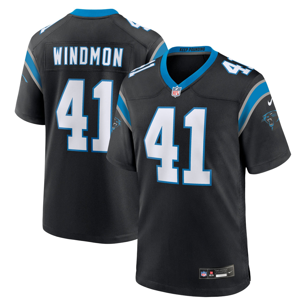 Carolina Panthers Jacoby Windmon Black Team Game Jersey