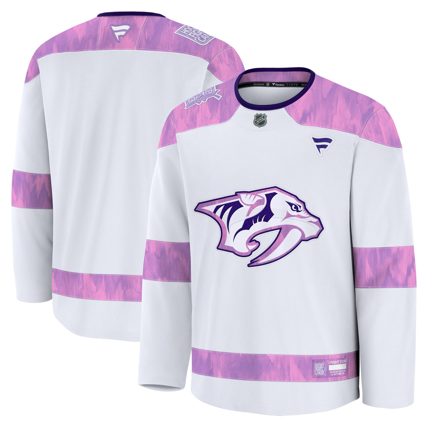 Nashville Predators Fanatics White 2024 Hockey Fights Cancer Practice Jersey