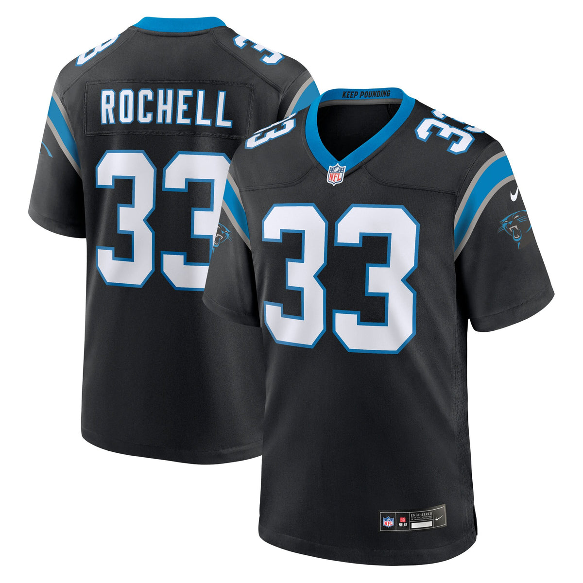 Carolina Panthers Robert Rochell Black Team Game Jersey