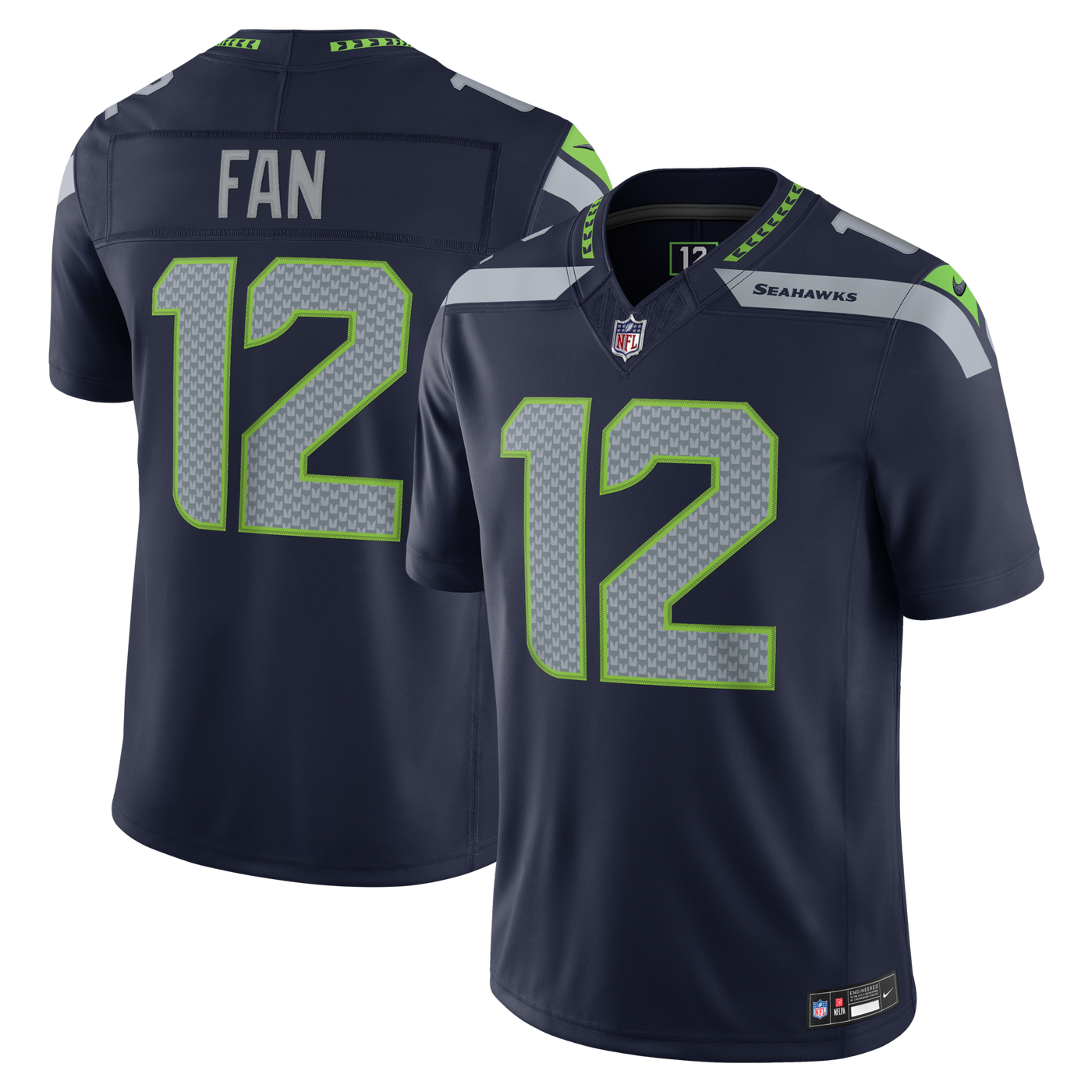 Seattle Seahawks 12s Nike College Navy Team Vapor F.U.S.E. Stitched Limited Jersey