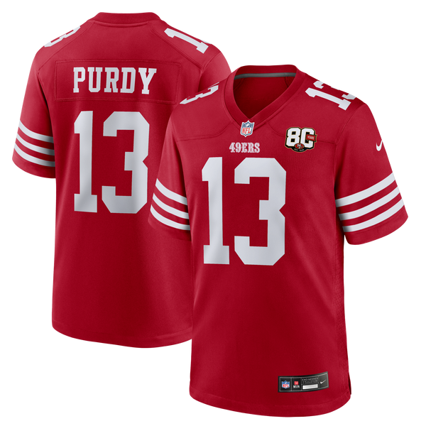 San Francisco 49ers Brock Purdy Nike Scarlet 80th Anniversary Game Jersey