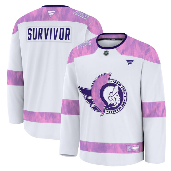 Ottawa Senators Fanatics White Hockey Fights Cancer Survivor Practice Jersey