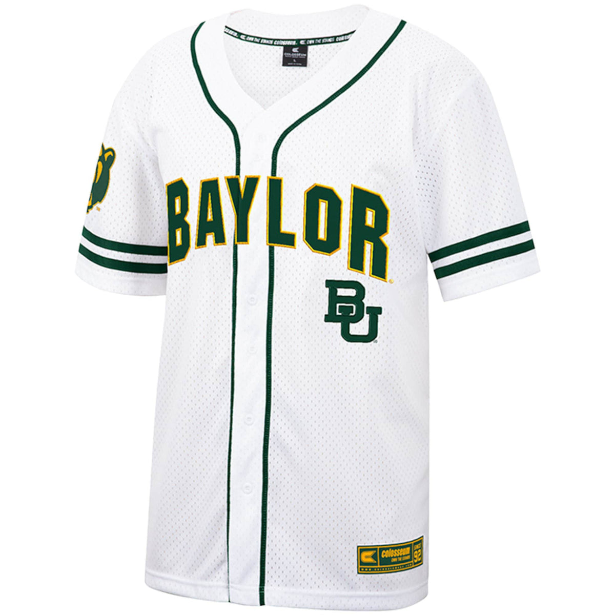 Baylor Bears Colosseum Free Spirited Mesh Button-Up Baseball Jersey - White