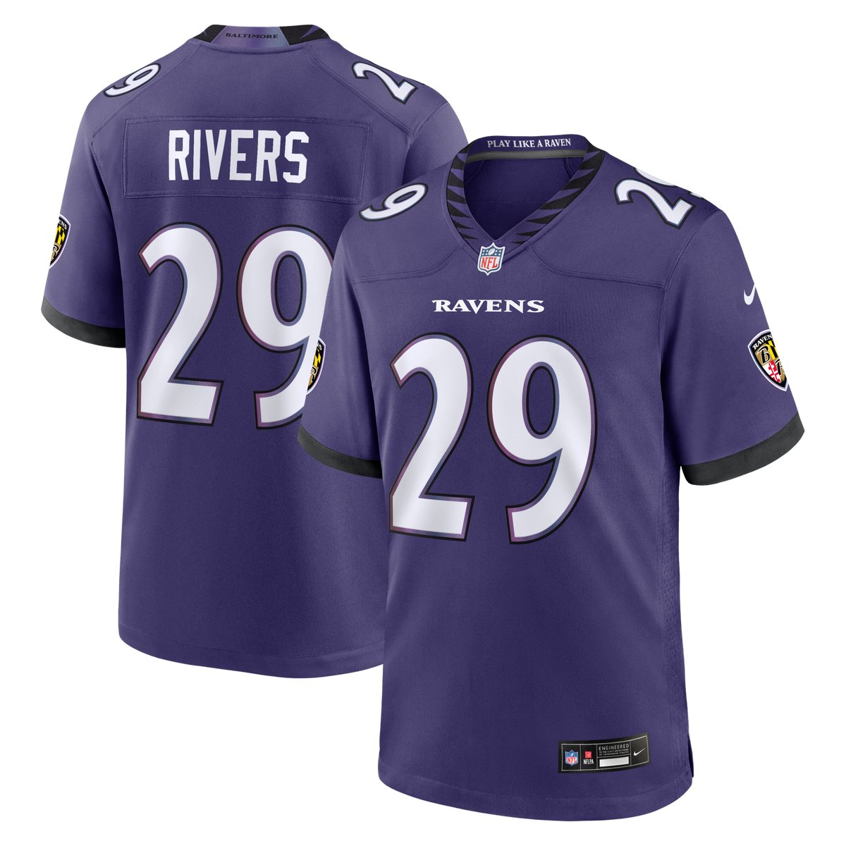 Baltimore Ravens Chandler Rivers Purple Team Game Jersey