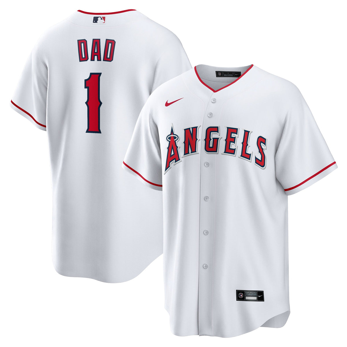Los Angeles Angels White #1 Dad Home Replica Jersey