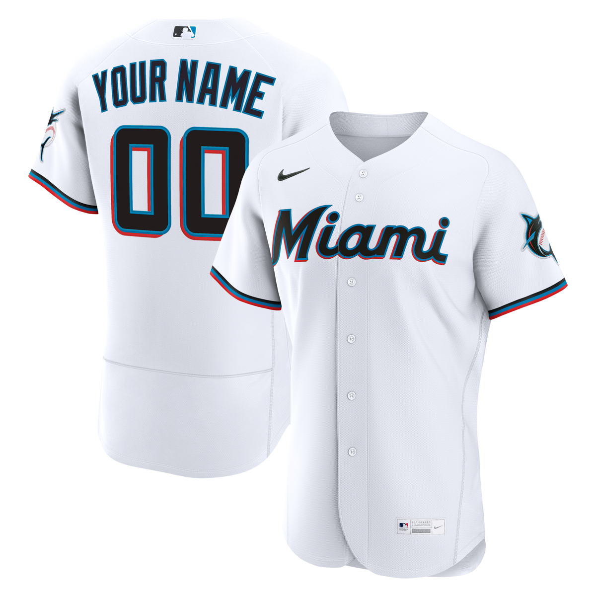 Miami Marlins White Home Authentic Custom Jersey