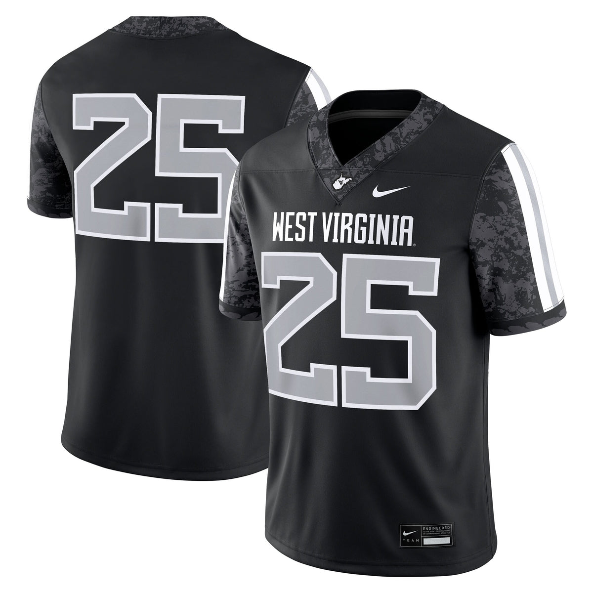 #25 West Virginia Mountaineers Alternate Game Jersey - Black