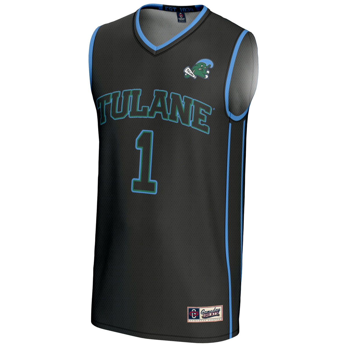 #1 Tulane Green Wave GameDay Greats Lightweight Basketball Jersey - Black