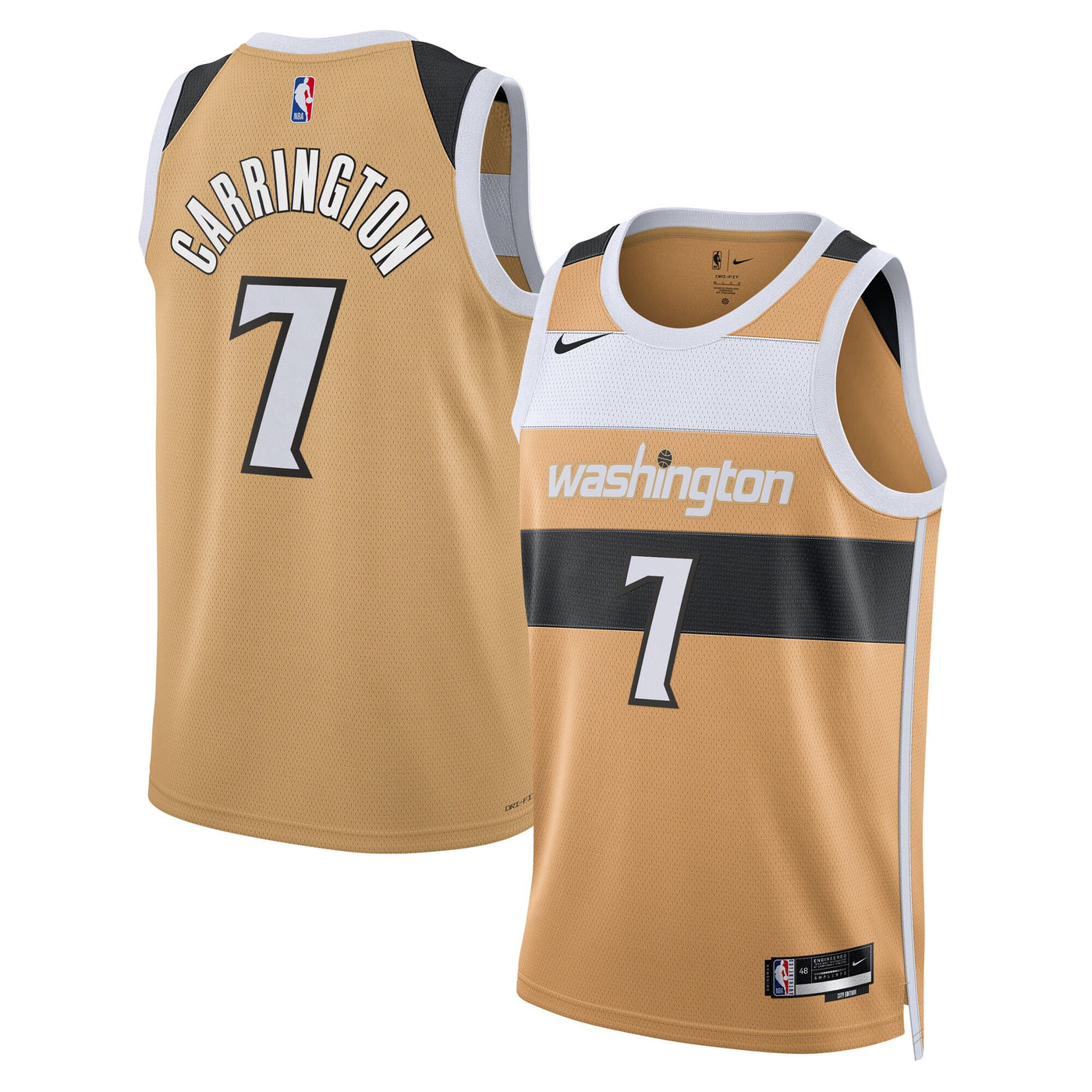 Washington Wizards Nike 2025/26 City Edition Swingman Jersey - Tan - Carlton Carrington