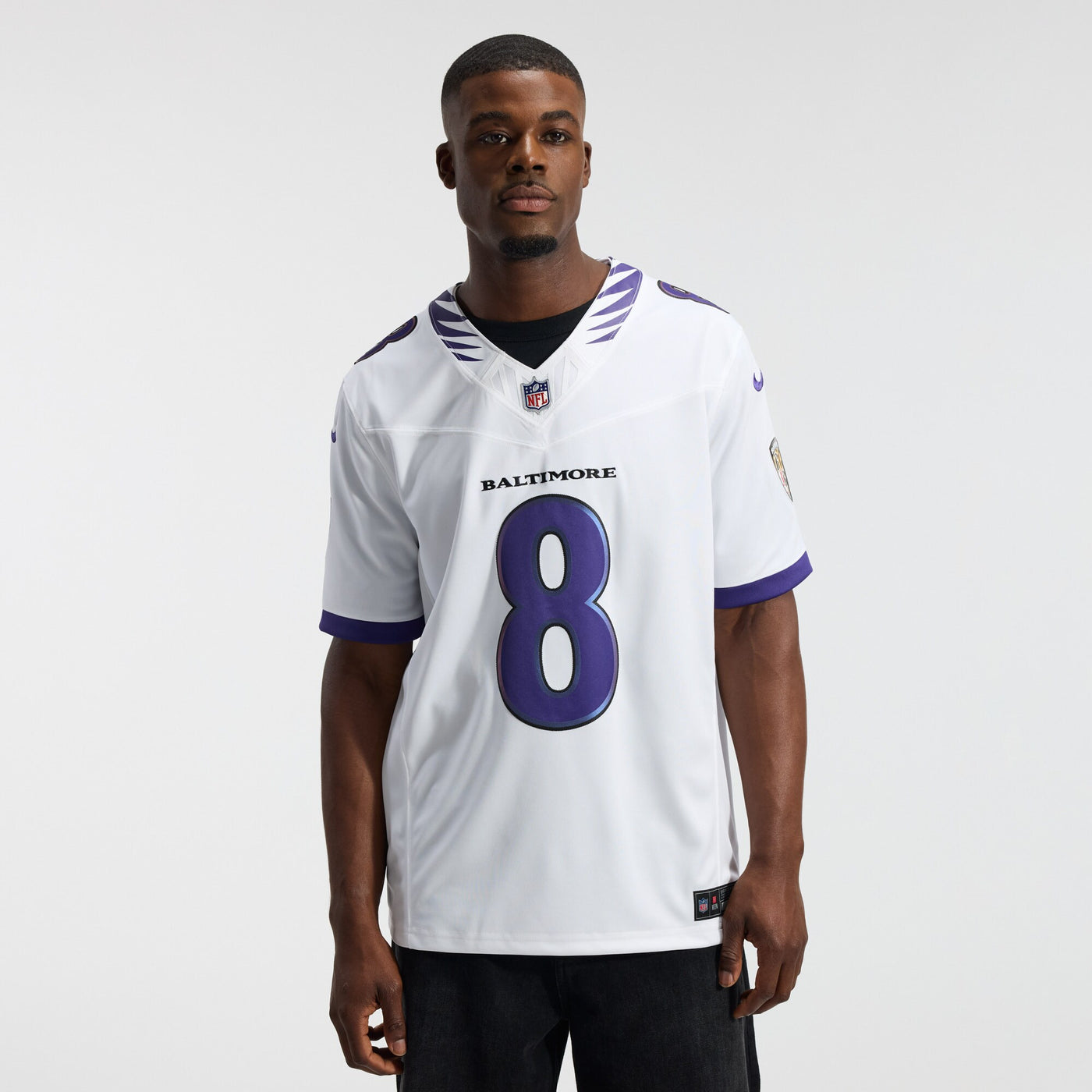 Baltimore Ravens Lamar Jackson Nike White Vapor F.U.S.E. Stitched Limited Jersey