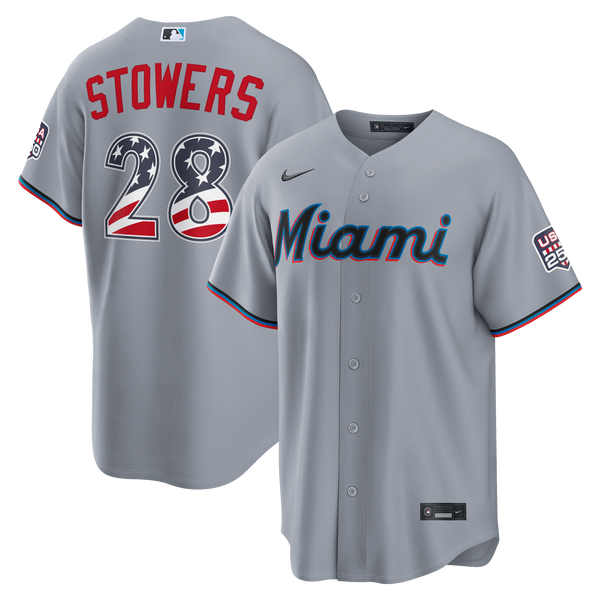 Fourth of July Miami Marlins Kyle Stowers Nike Gray USA 250 Stadium Jersey