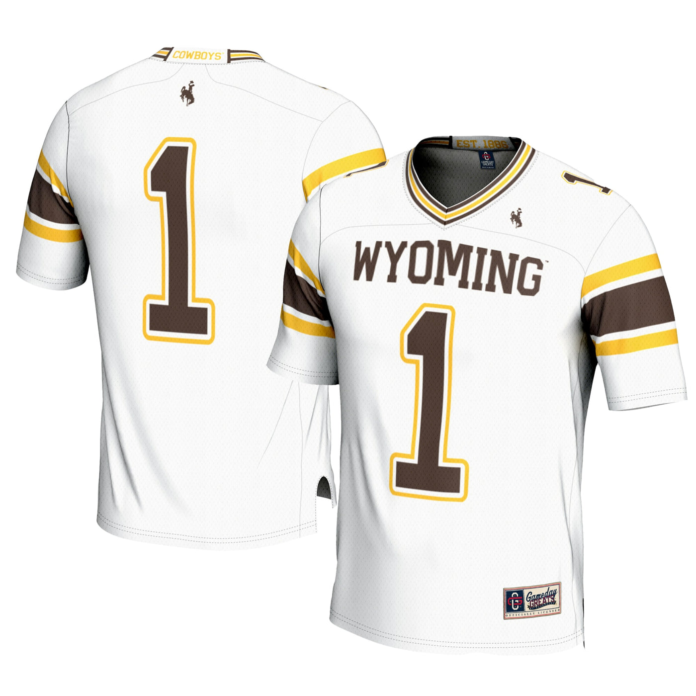 GameDay Greats #1 White Wyoming Cowboys Football Jersey