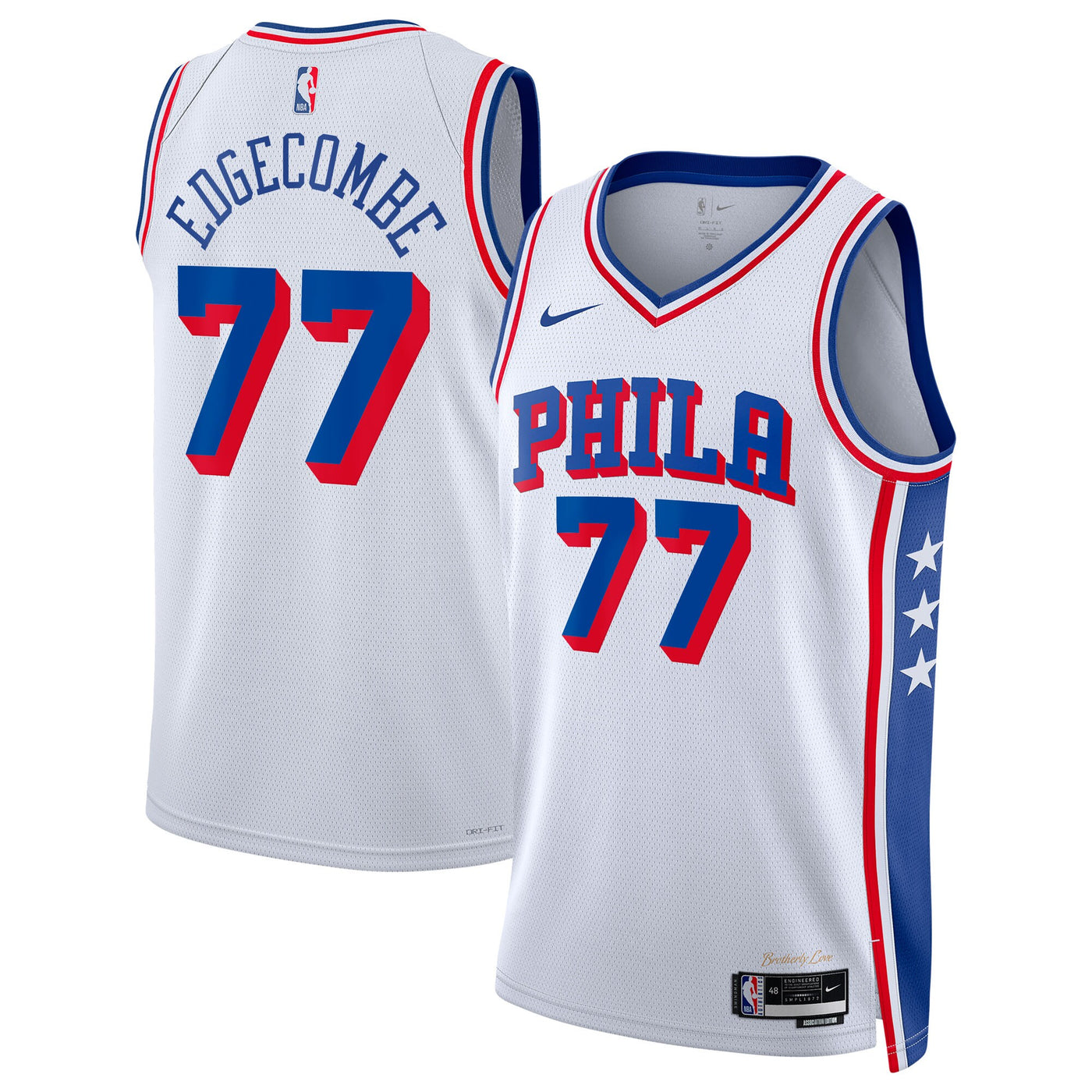 Philadelphia 76ers Nike Association Edition Swingman Jersey - White - VJ Edgecombe