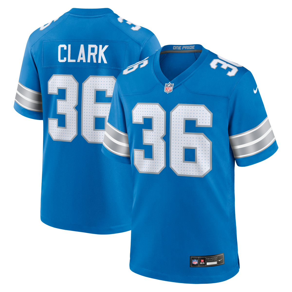 Detroit Lions Chuck Clark Blue Team Game Jersey