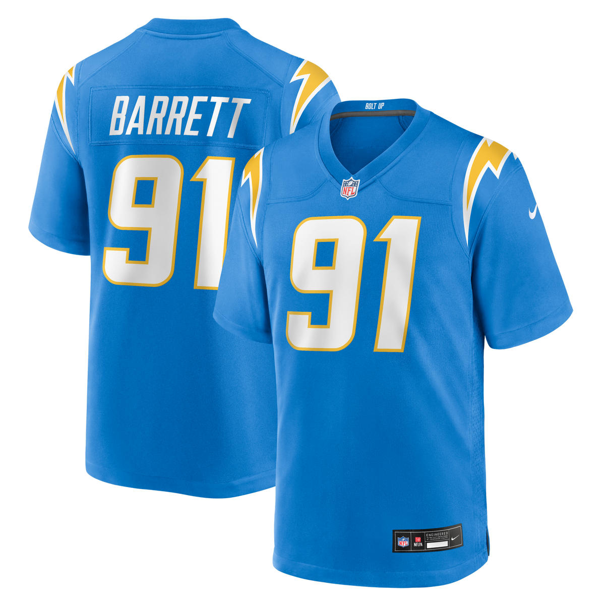Los Angeles Chargers Nick Barrett Powder Blue Team Game Jersey