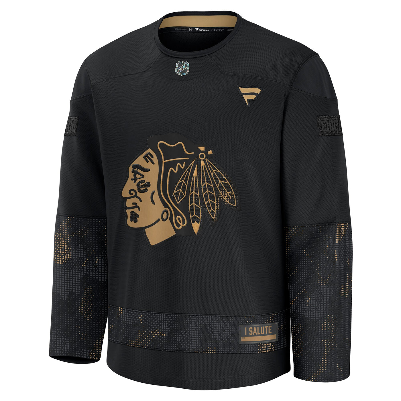 Chicago Blackhawks Fanatics Black 2024 Military Appreciation Practice Jersey