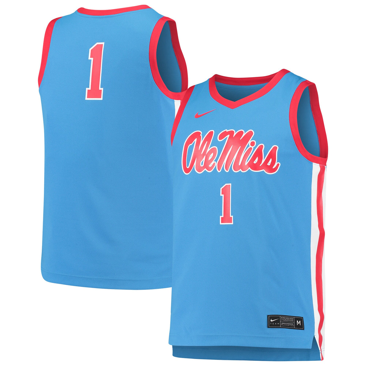 #1 Ole Miss Rebels Replica Basketball Jersey - Light Blue