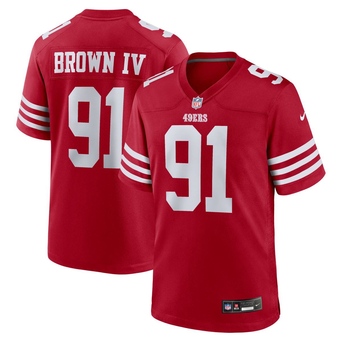San Francisco 49ers Earnest Brown IV Scarlet Team Game Jersey