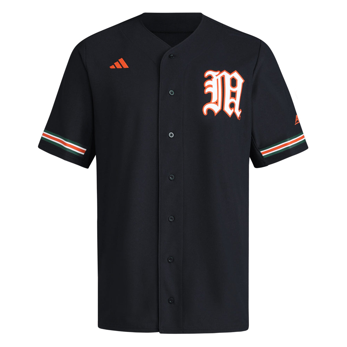 Miami Hurricanes V-Neck Baseball Jersey - Black
