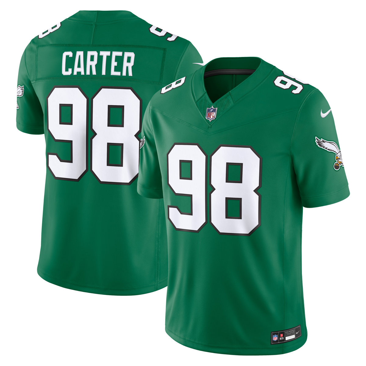 Philadelphia Eagles Jalen Carter Kelly Green Alternate Vapor F.U.S.E. Stitched Limited Jersey