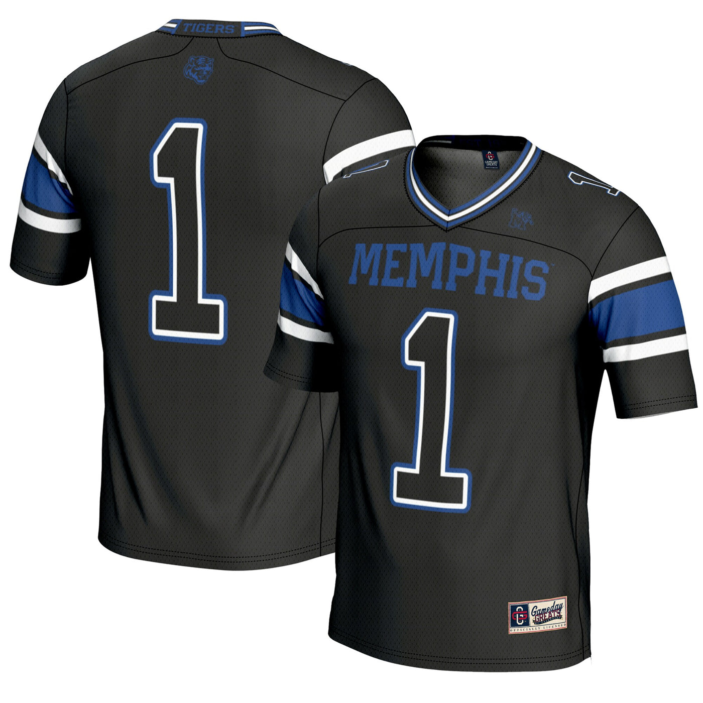 GameDay Greats #1 Black Memphis Tigers Endzone Football Jersey
