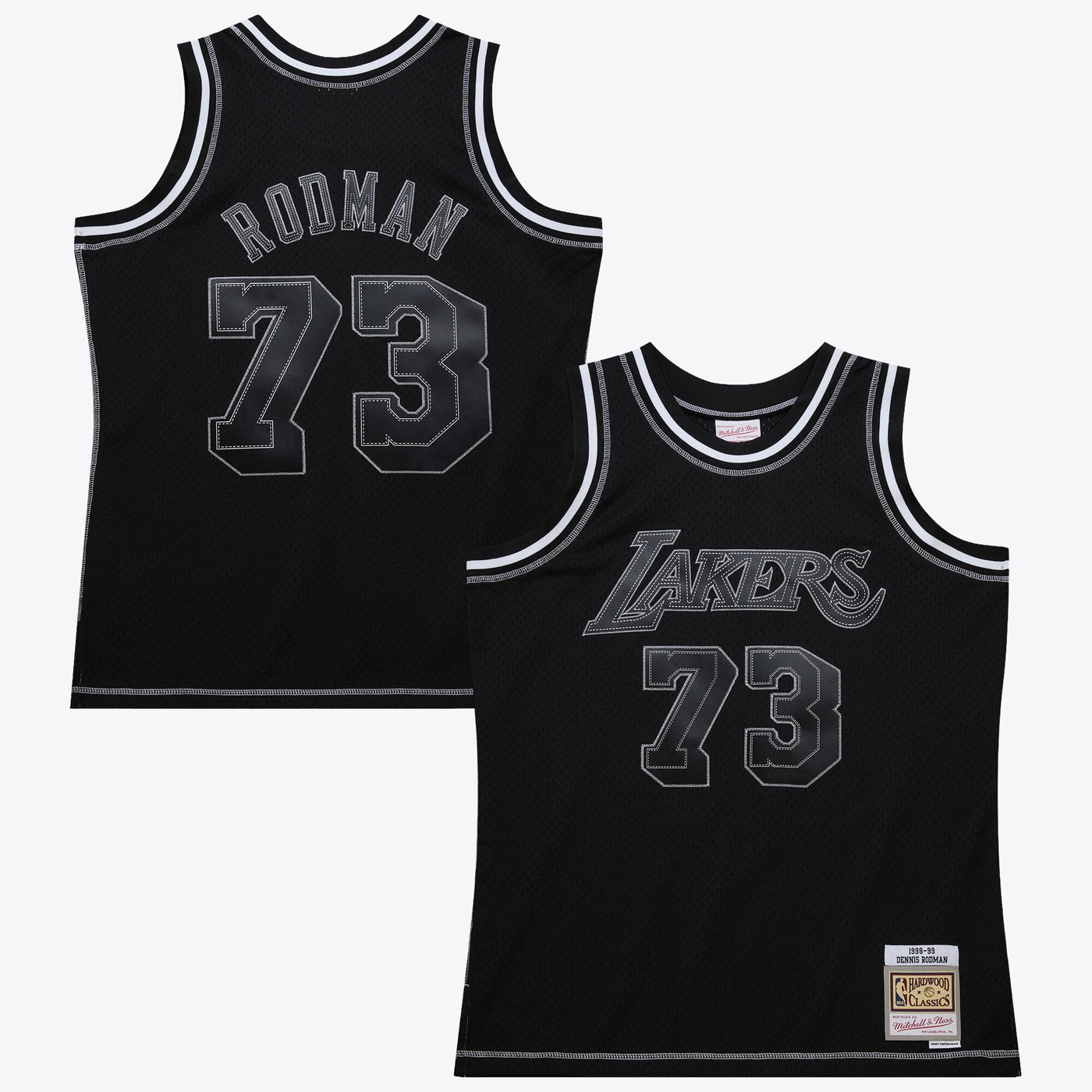 Los Angeles Lakers Mitchell & Ness Dennis Rodman 1998 Contrast 2K Swingman Jersey - Black