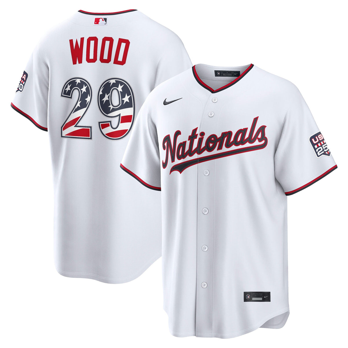 Fourth of July Washington Nationals James Wood White USA 250 Stadium Jersey