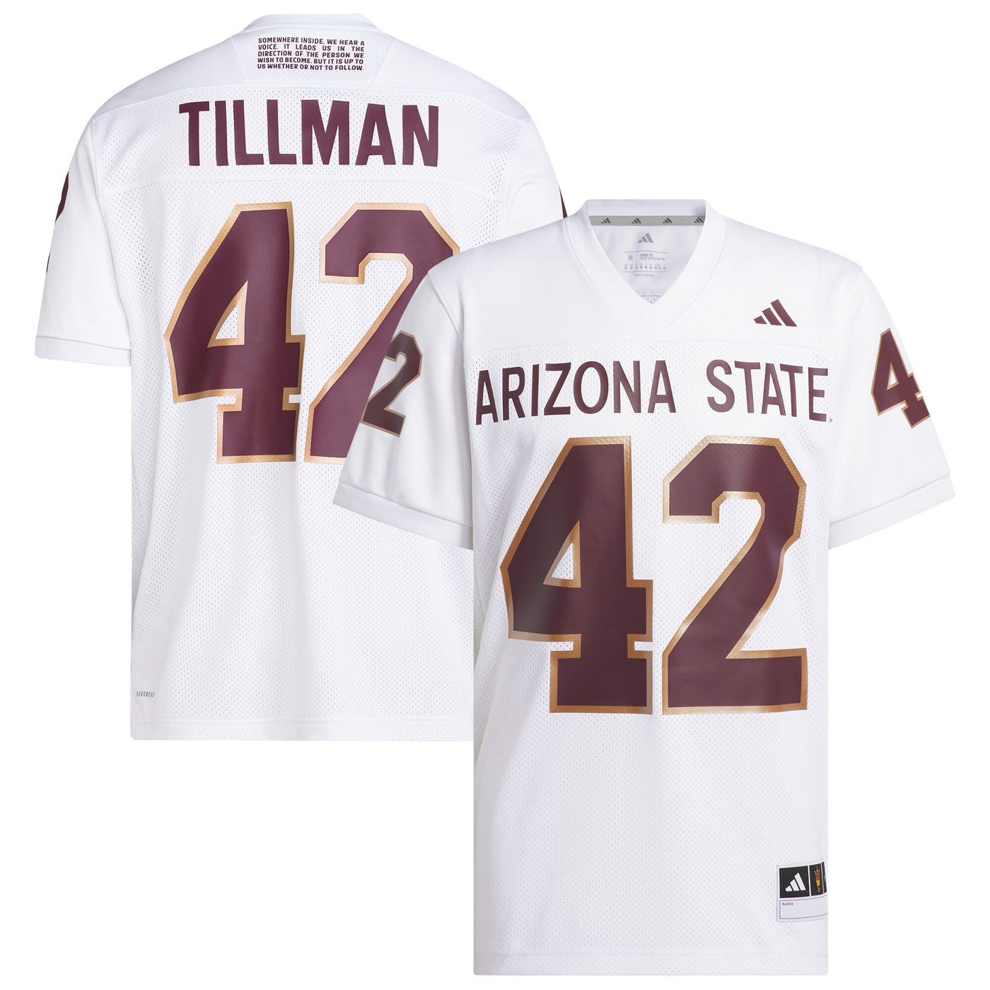 adidas Pat Tillman #42 White Arizona State Sun Devils Away Icon Premier Football Jersey