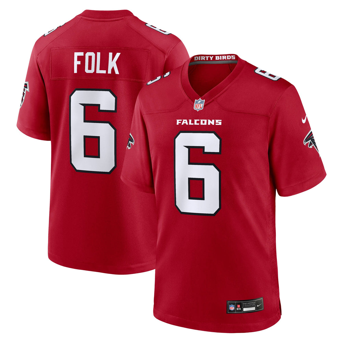 Atlanta Falcons Nick Folk Red Team Game Jersey