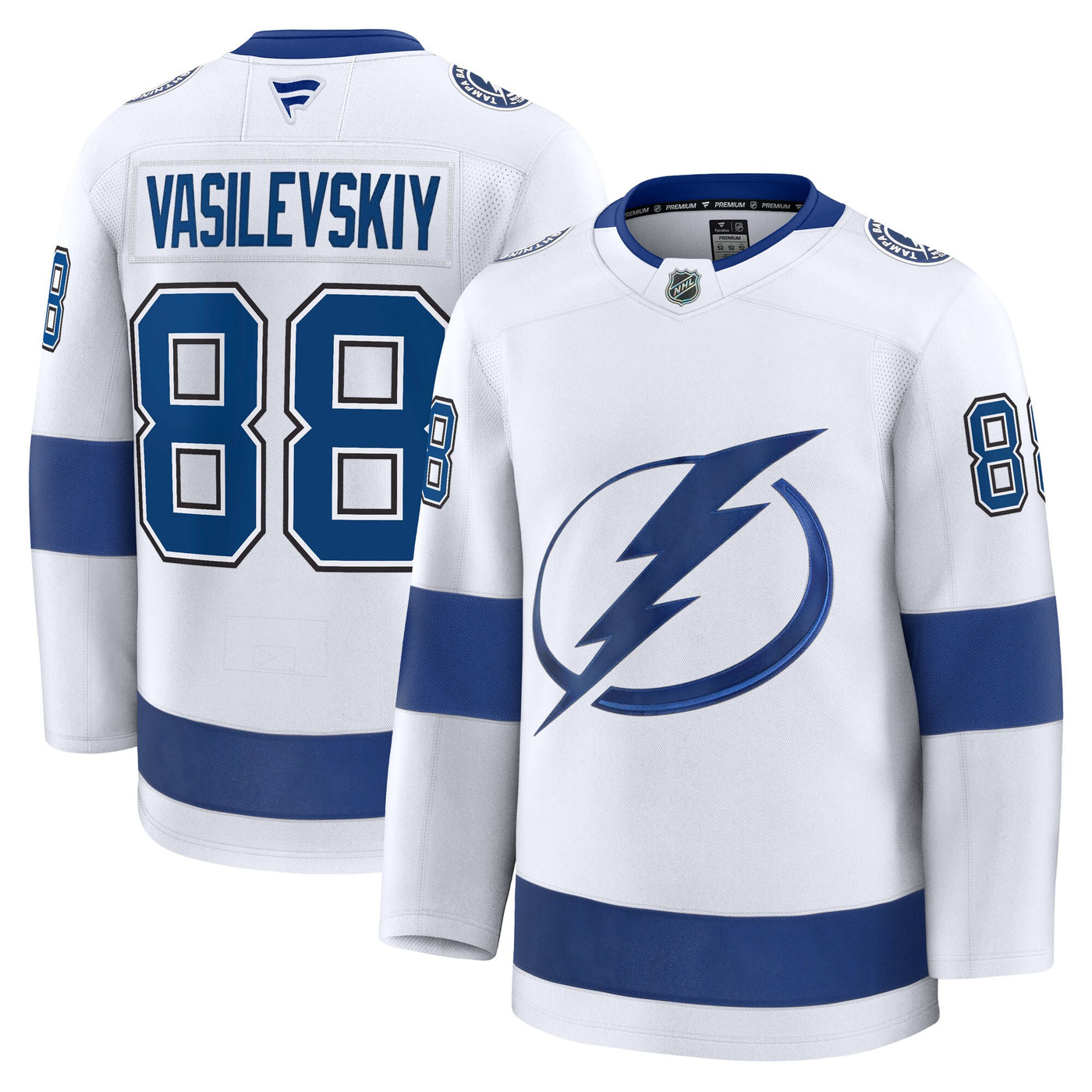 Tampa Bay Lightning Andrei Vasilevskiy Fanatics White Away Premium Jersey