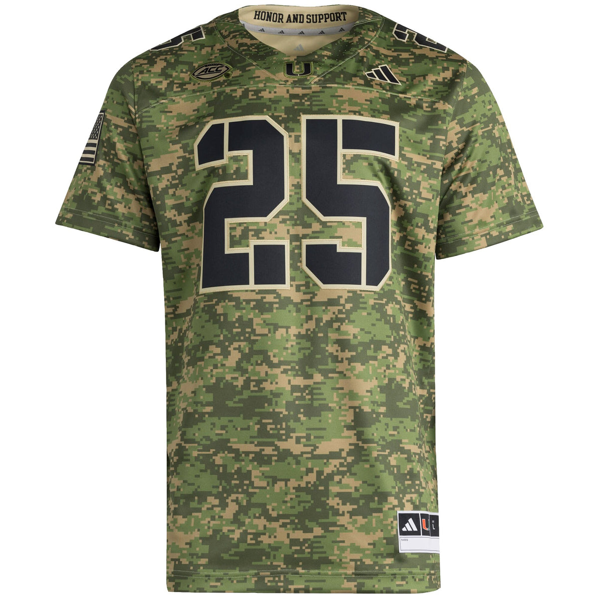 #25 Miami Hurricanes Honor & Support Premier Strategy Jersey - Camo