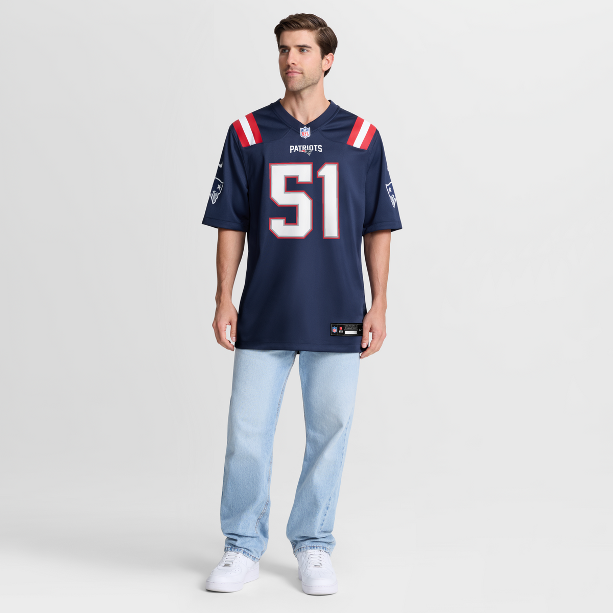 New England Patriots James Hudson Navy Team Game Jersey