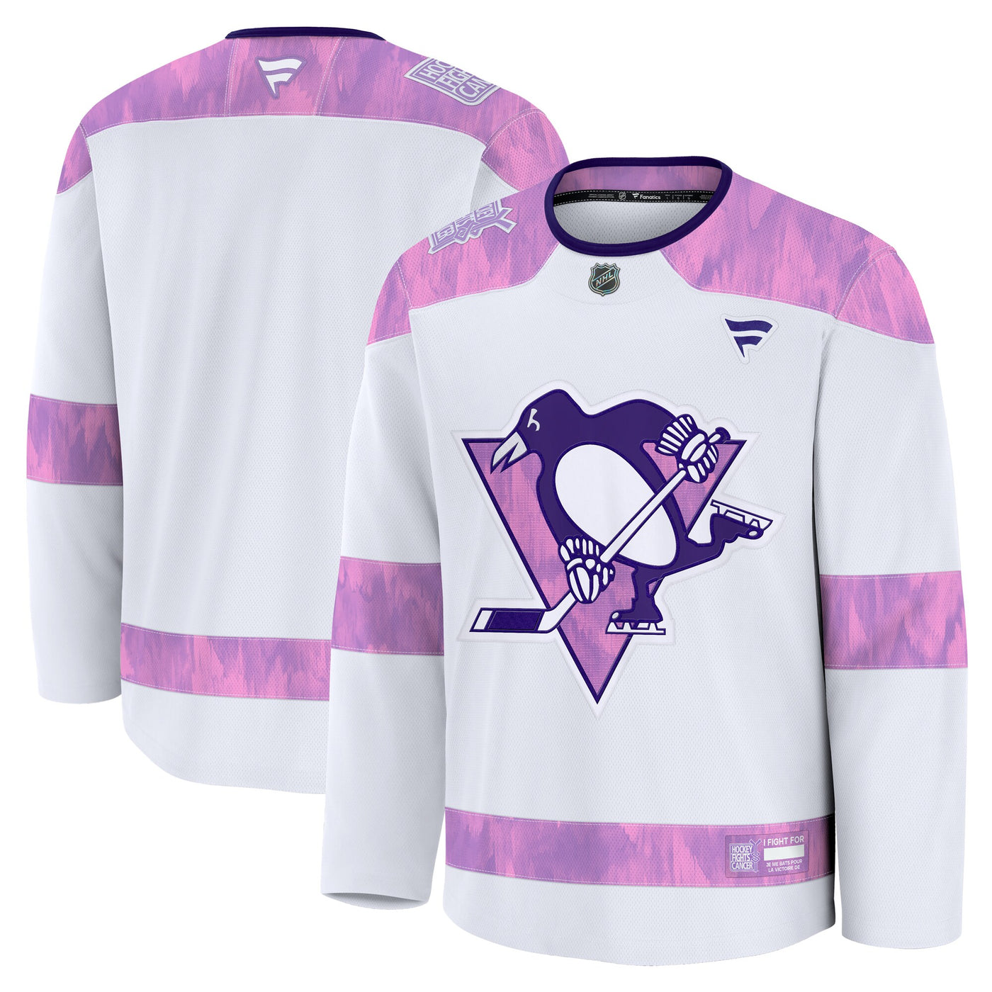 Pittsburgh Penguins Fanatics White 2024 Hockey Fights Cancer Practice Jersey