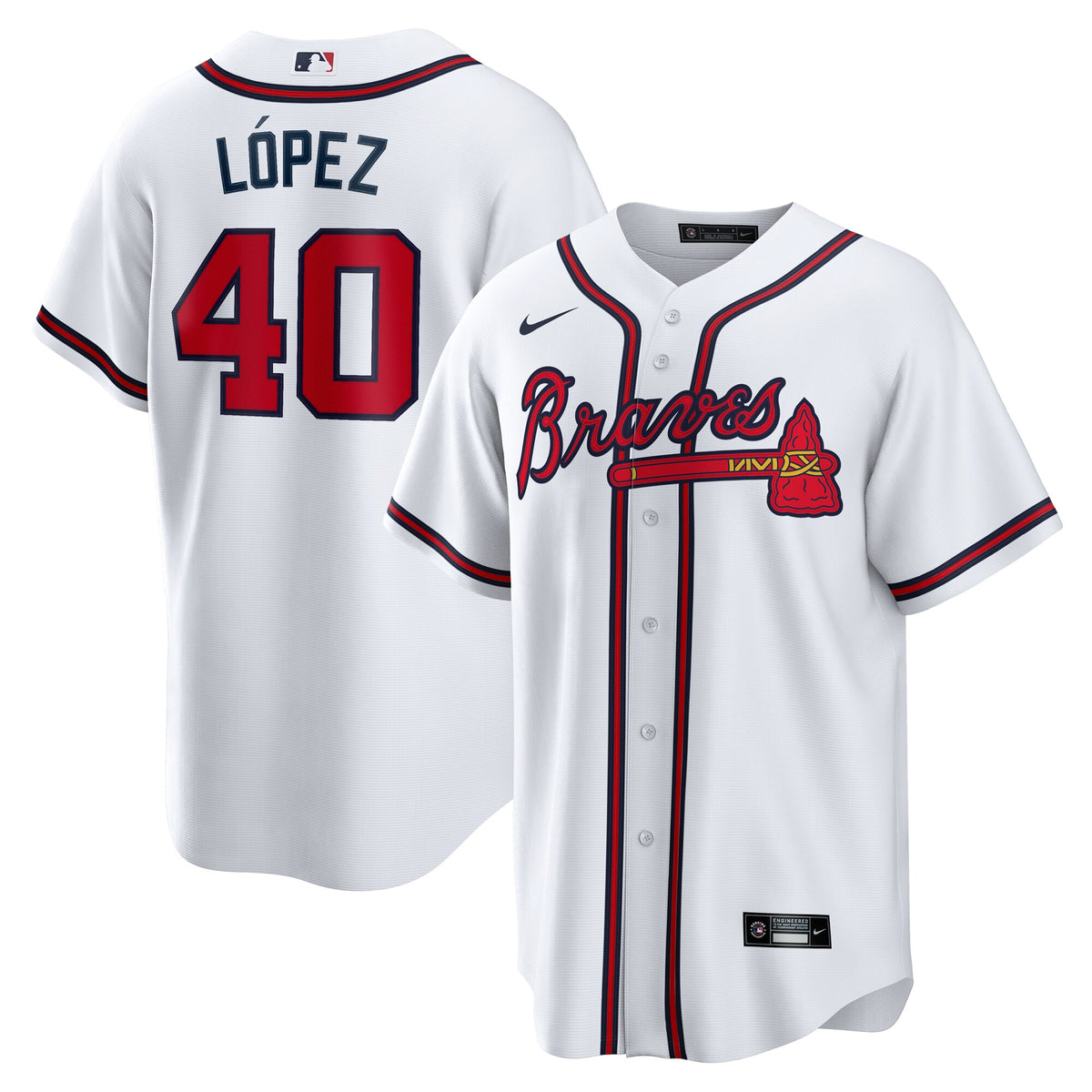 Atlanta Braves Reynaldo Lopez White Home Replica Jersey