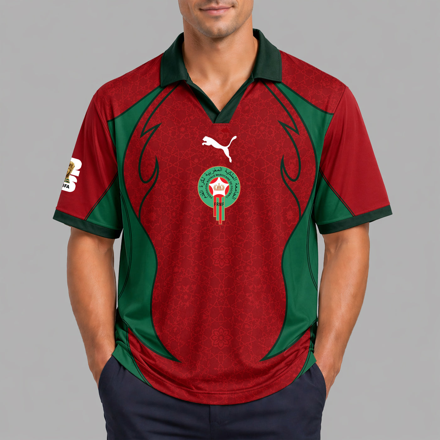 Morocco World Cup 2026 Collar Soccer Jersey PVT01
