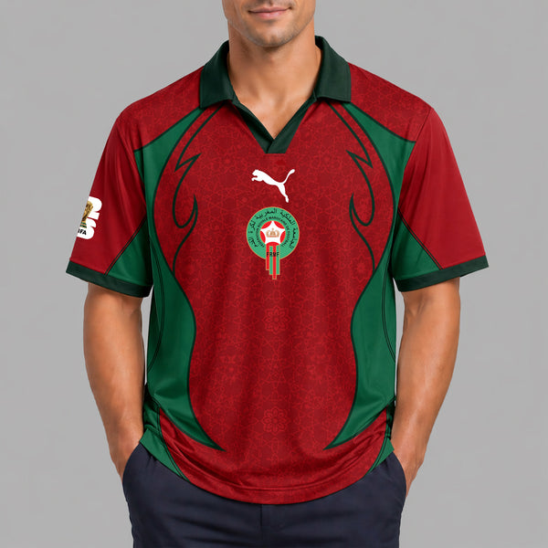Morocco World Cup 2026 Collar Soccer Jersey PVT01