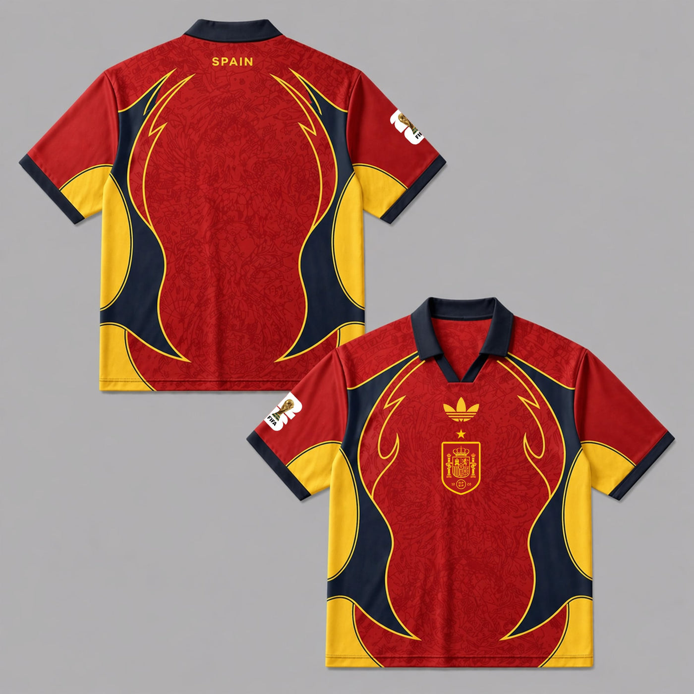 Spain World Cup 2026 Collar Soccer Jersey PVT01