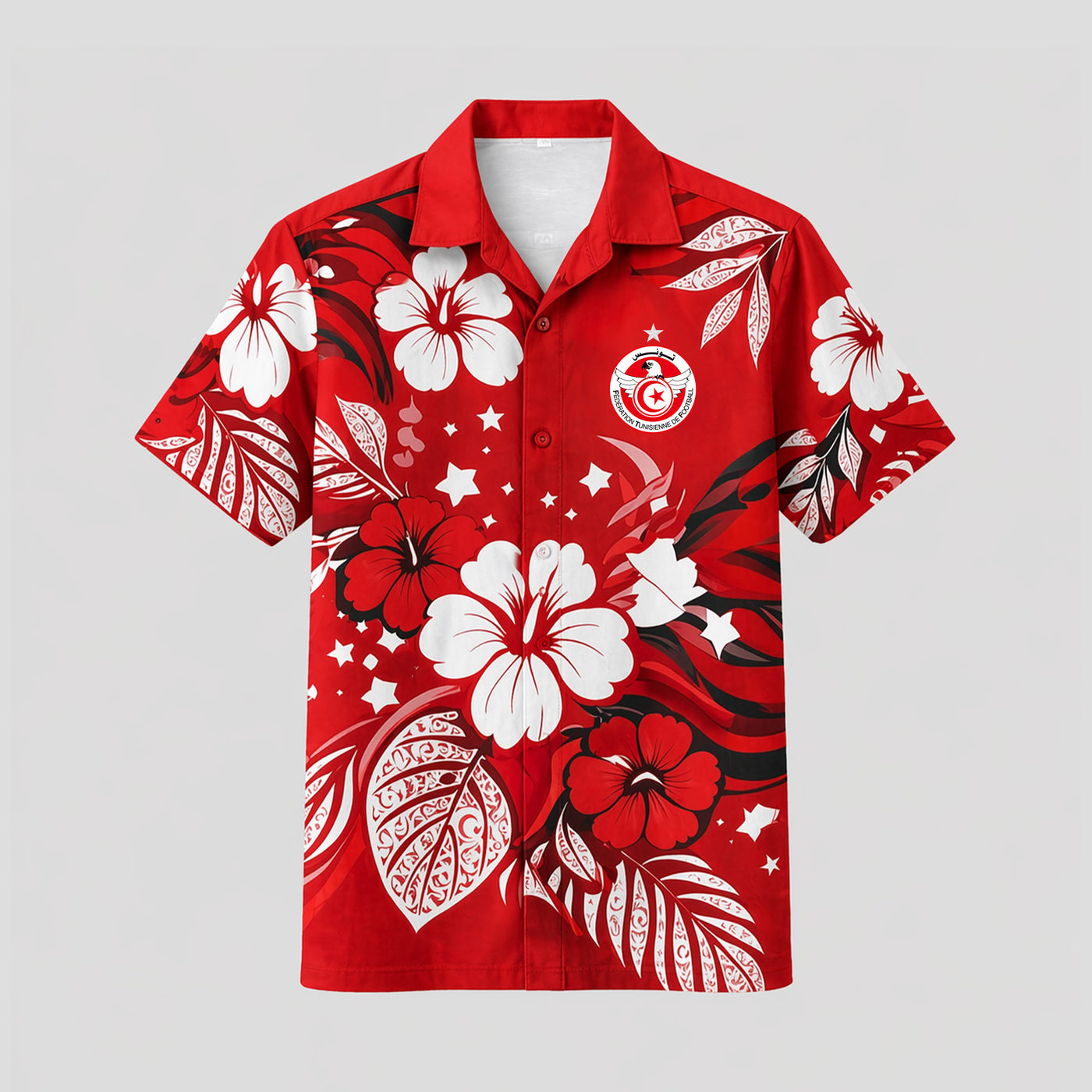 Tunisia World Cup 2026 Floral Hawaiian Shirt PVT02