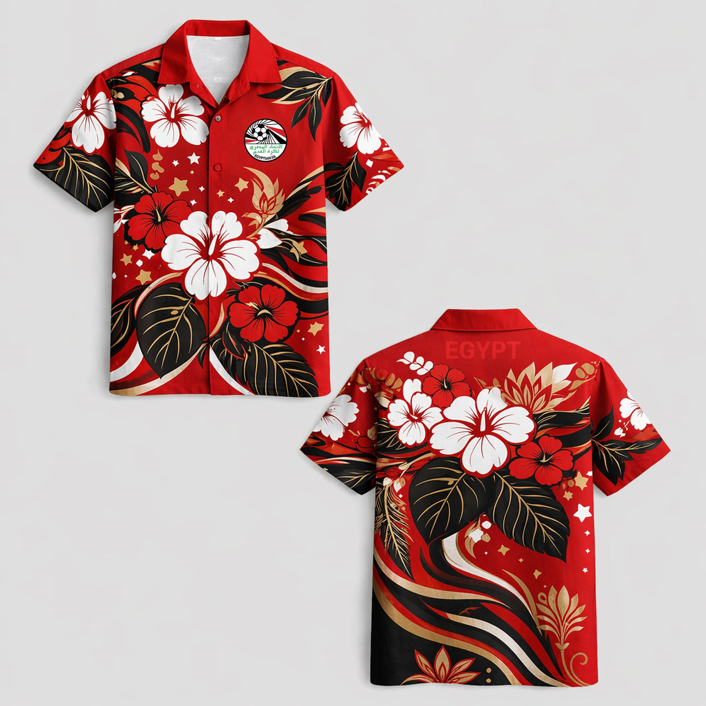 Egypt World Cup 2026 Floral Hawaiian Shirt PVT02
