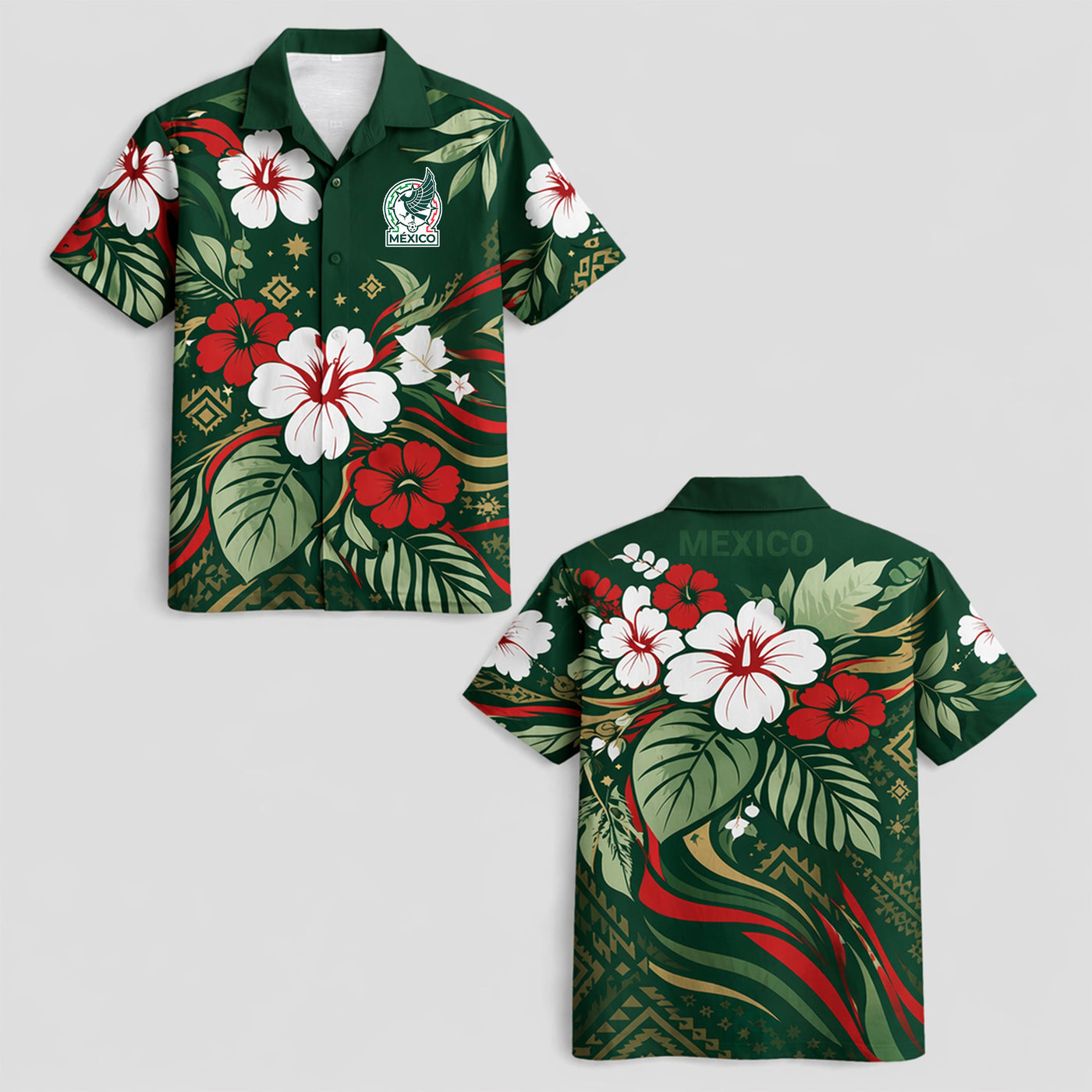 Mexico World Cup 2026 Floral Hawaiian Shirt PVT02
