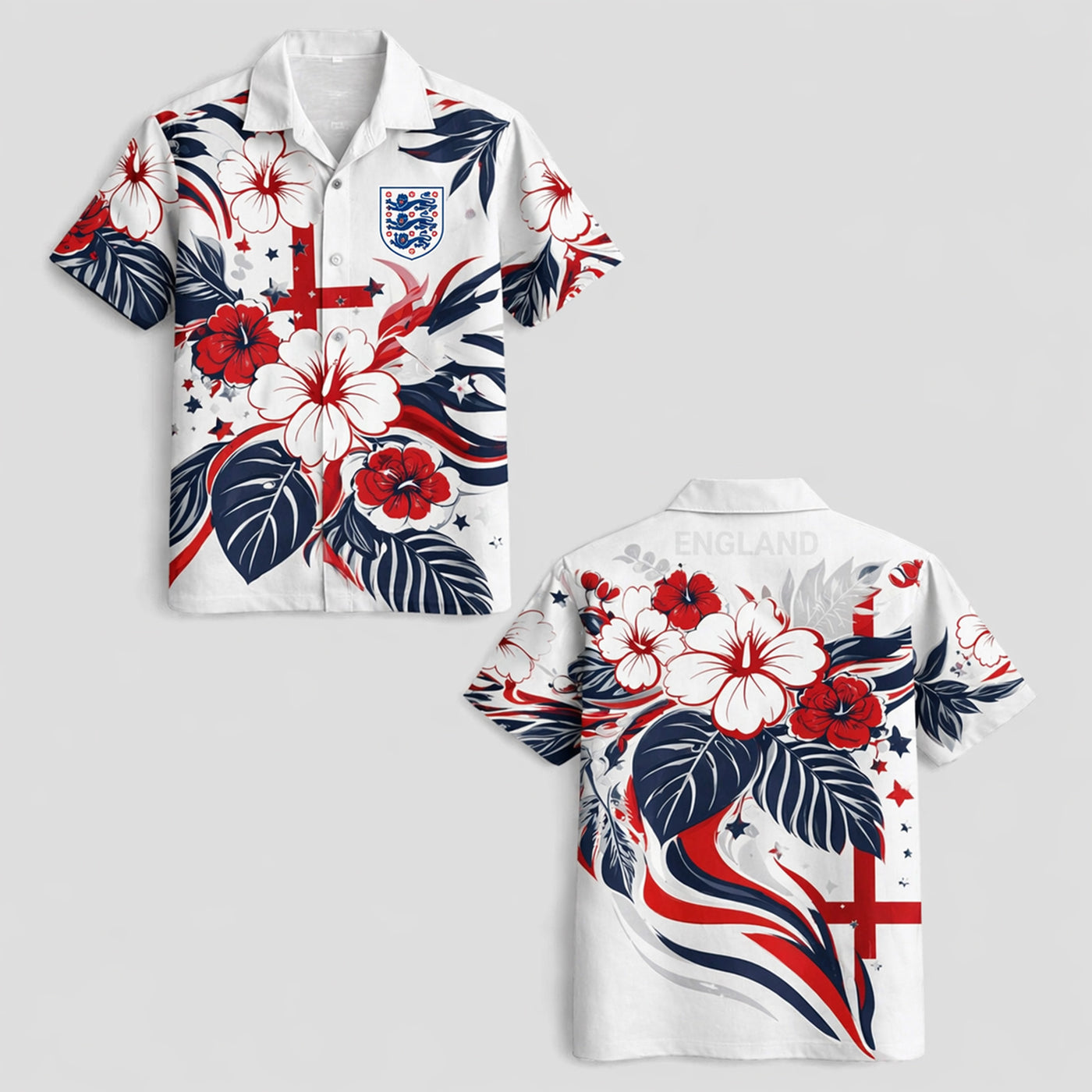 England World Cup 2026 Floral Hawaiian Shirt PVT02
