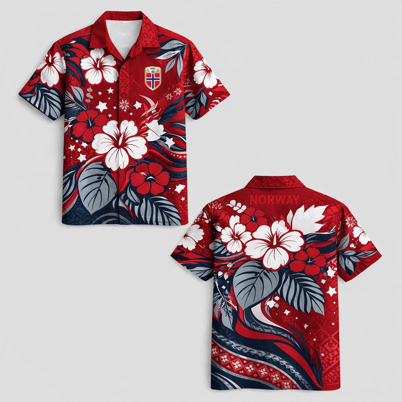 Norway World Cup 2026 Floral Hawaiian Shirt PVT02