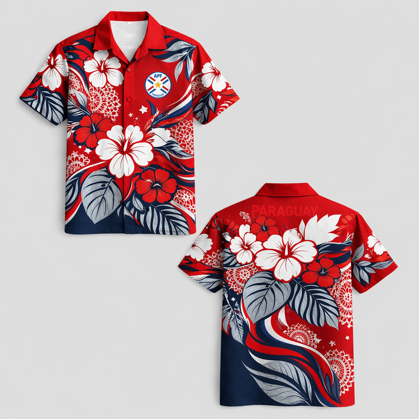 Paraguay World Cup 2026 Floral Hawaiian Shirt PVT02