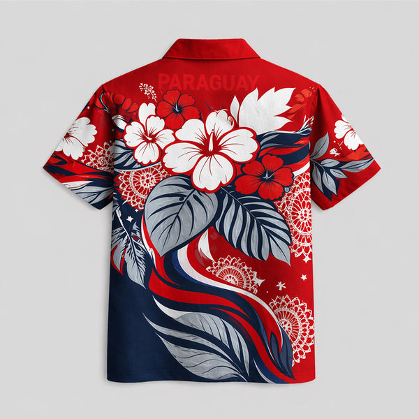 Paraguay World Cup 2026 Floral Hawaiian Shirt PVT02