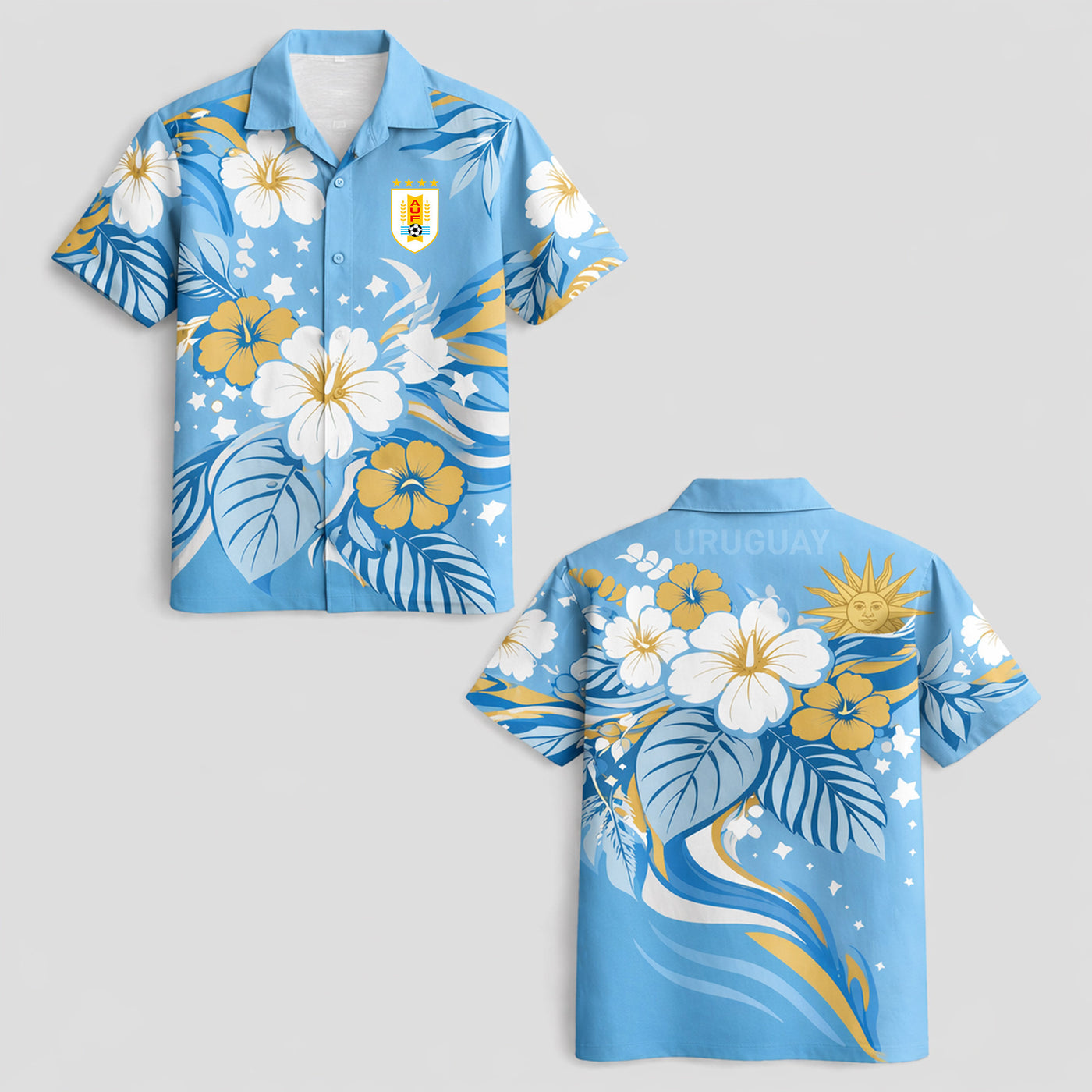 Uruguay World Cup 2026 Floral Hawaiian Shirt PVT02