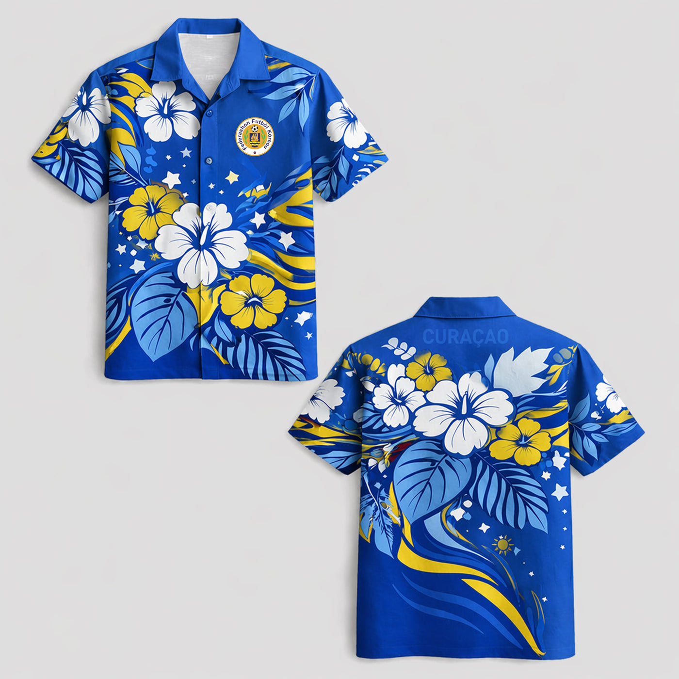 Curaçao World Cup 2026 Floral Hawaiian Shirt PVT02