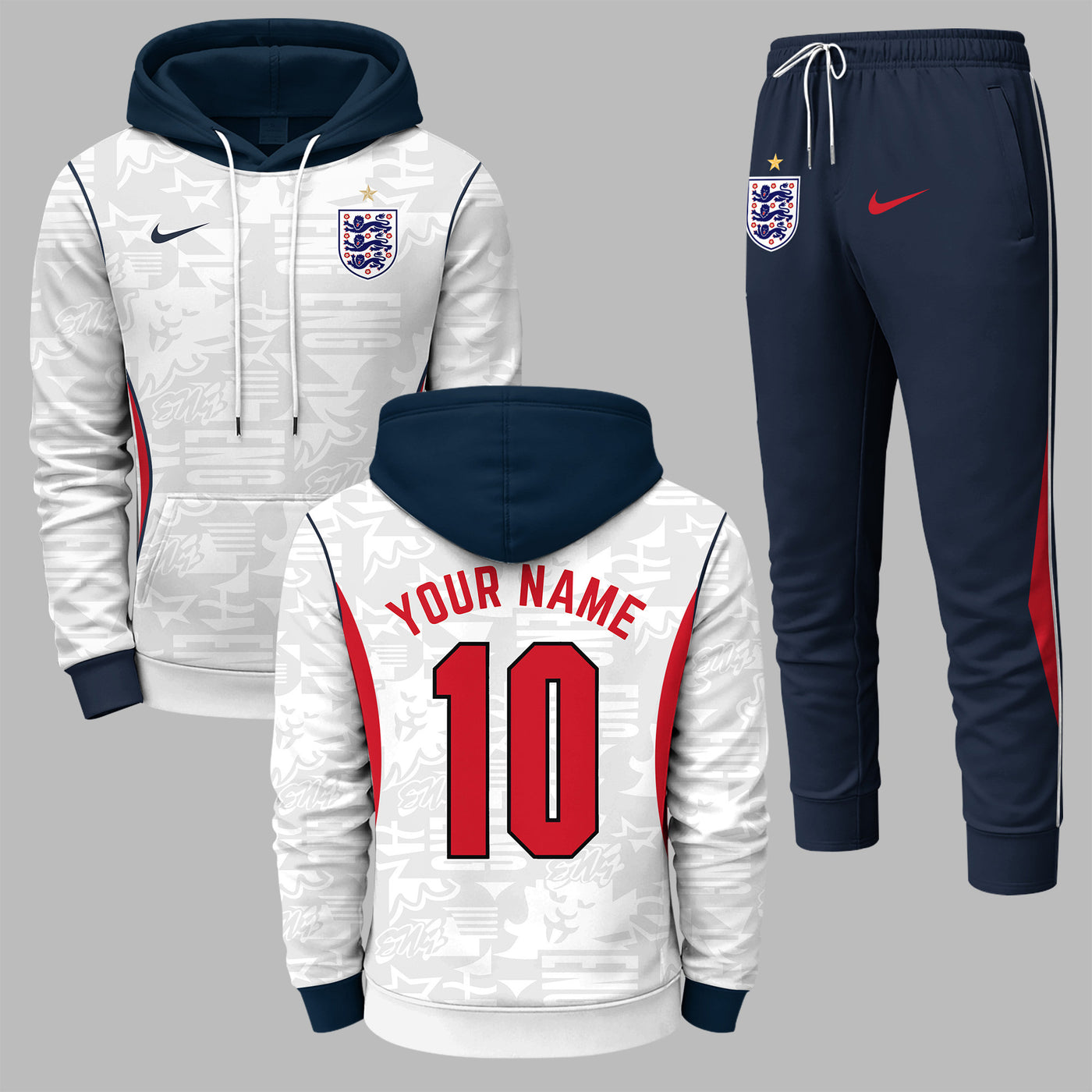 England 2026 World Cup Away Hoodie Jogger Set PVT03