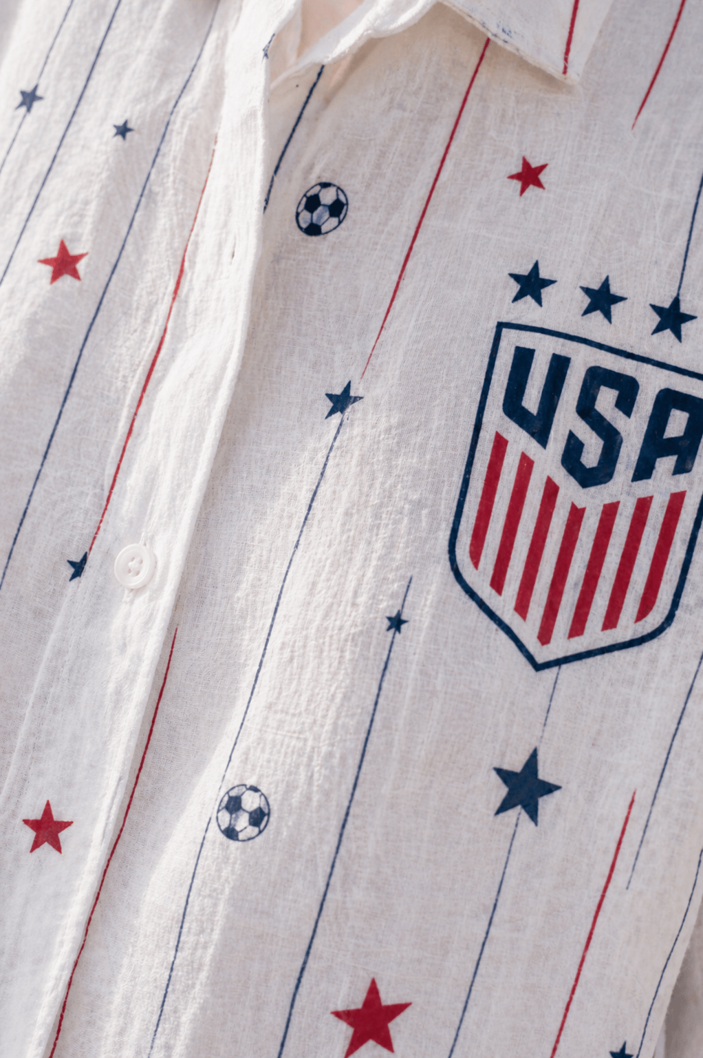 USA Soccer Team Star & Stripe Women Linen Shirt