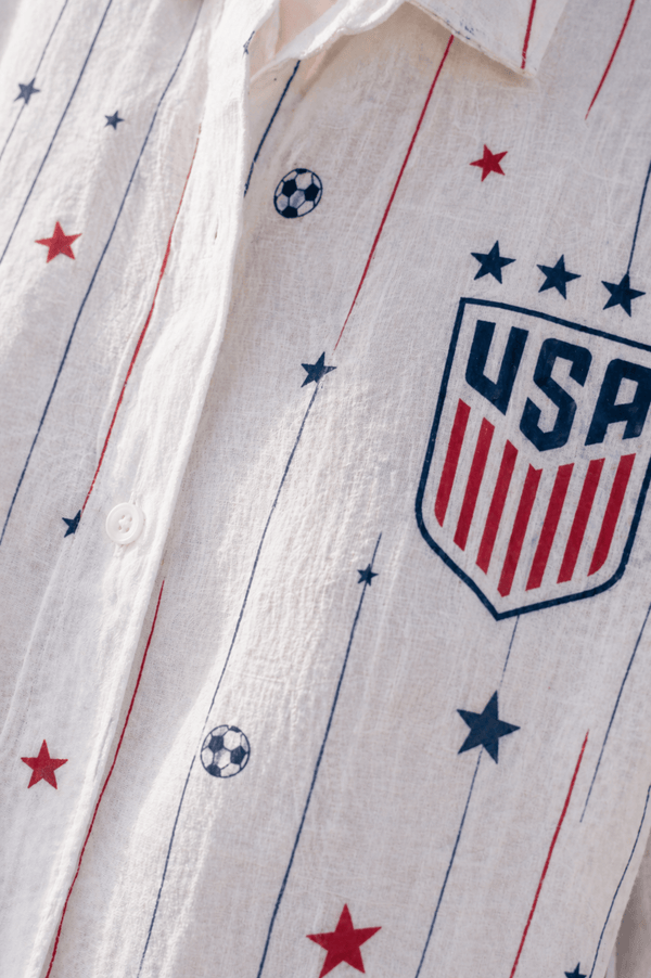 USA Soccer Team Star & Stripe Women Linen Shirt