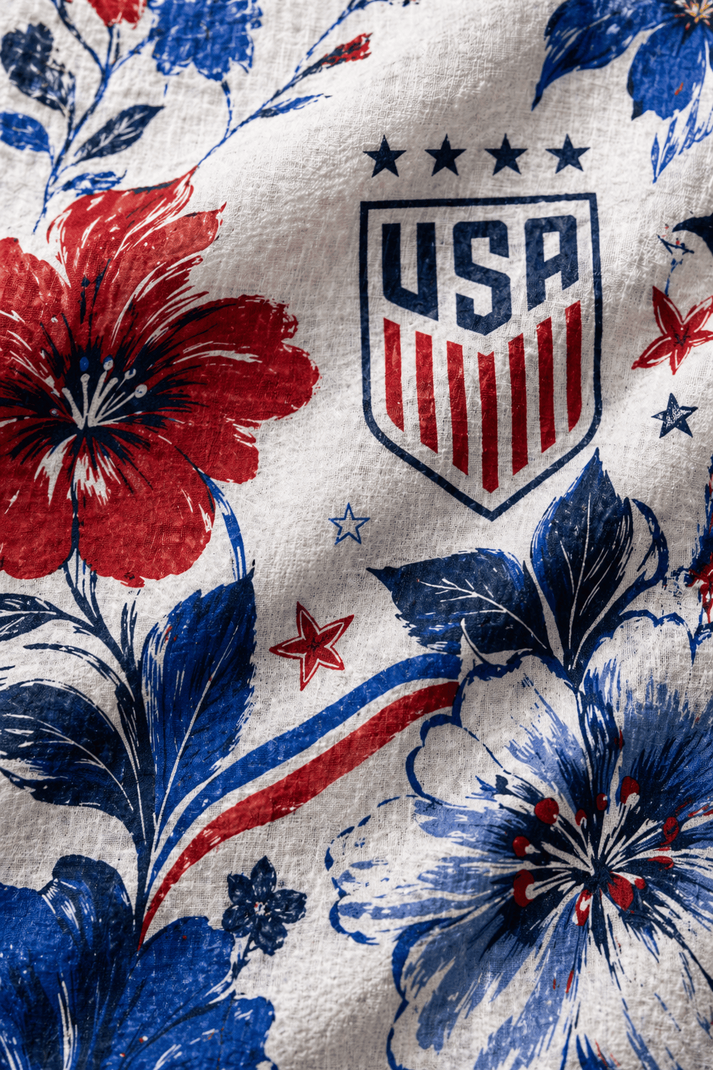 USA Soccer Team Bold Patriot Floral Women Linen Shirt